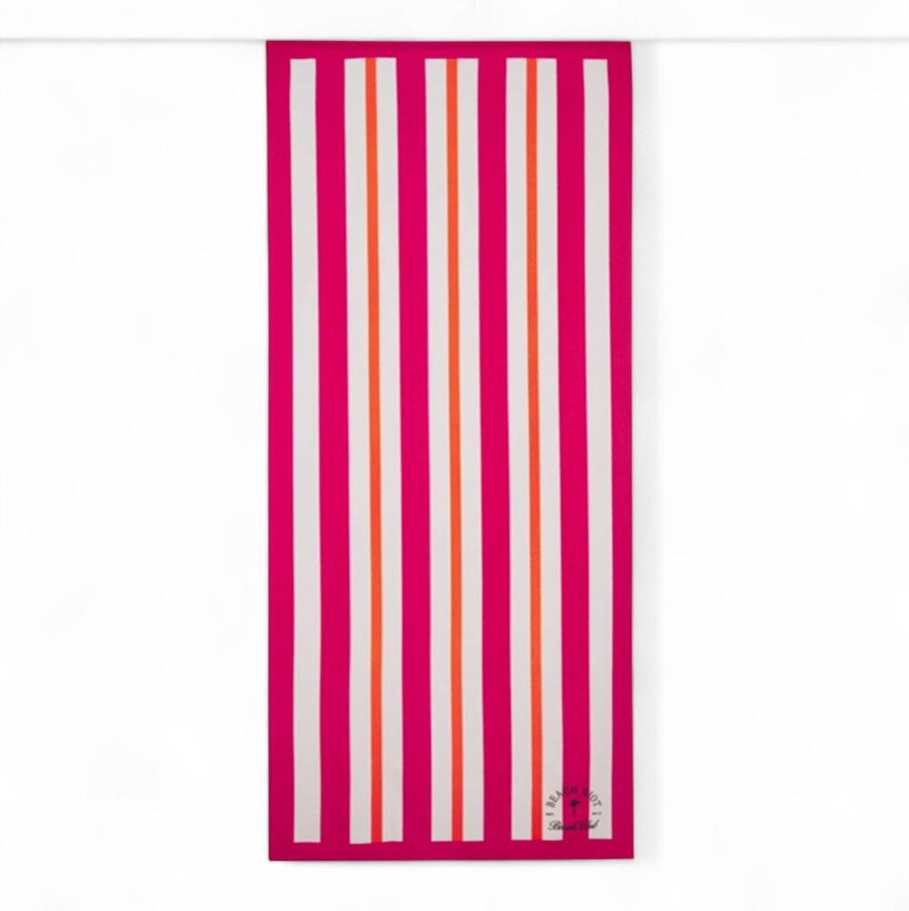 Beach Riot Club Beach Towel FabFitFun Pink Orange White Stripe NEW